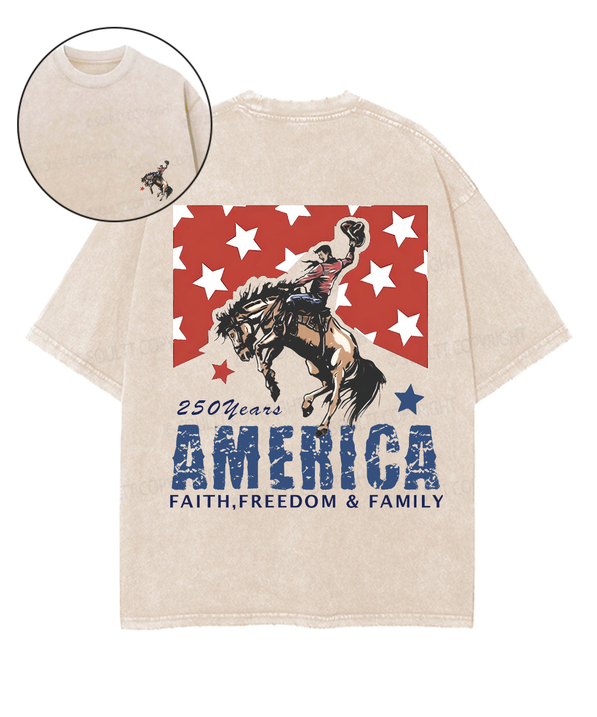 250 Years America Anniversary Double Sided Unisex Washed Christian T-shirt