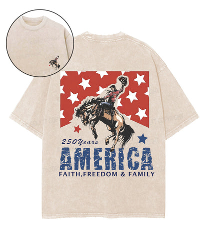 250 Years America Anniversary Double Sided Unisex Washed Christian T-shirt