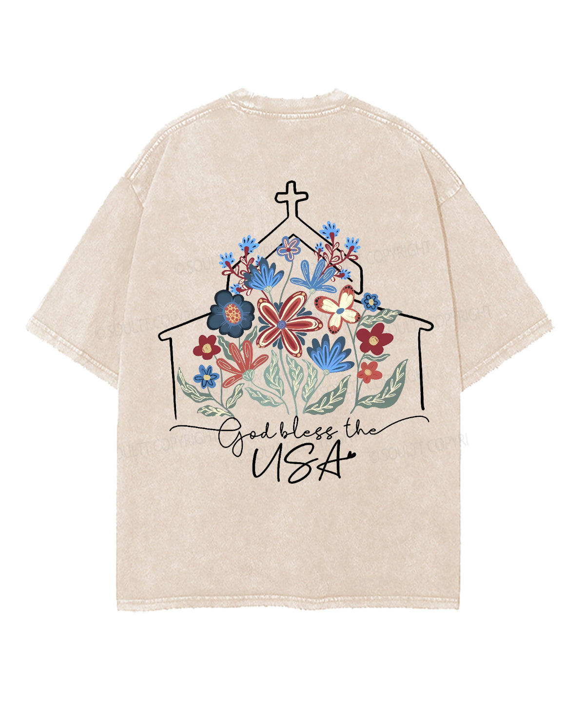 God Bless The USA Double Sided Unisex Washed Christian T-shirt