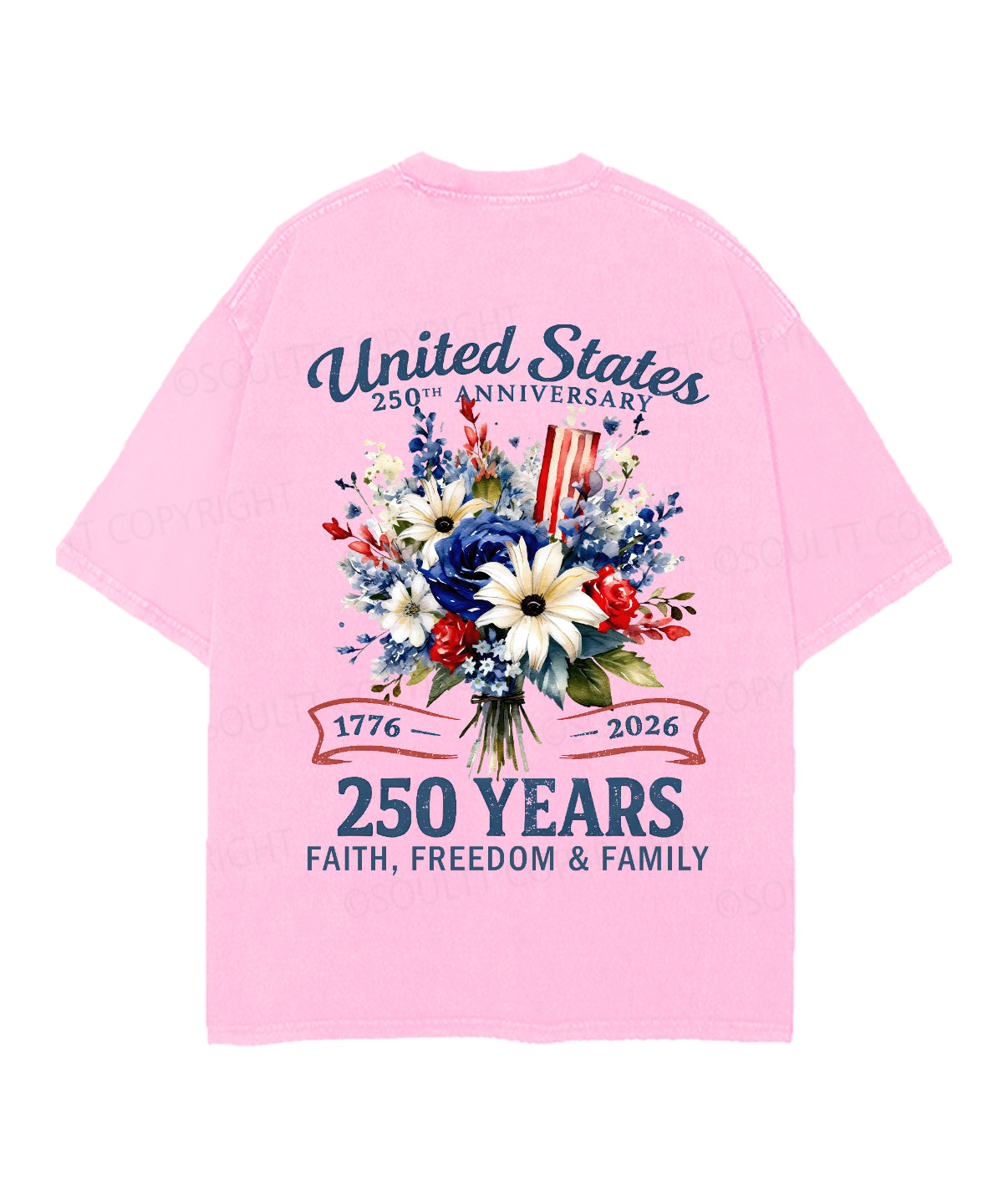 250 Years America Anniversary Double Sided Unisex Christian Washed T-Shirt & Shorts