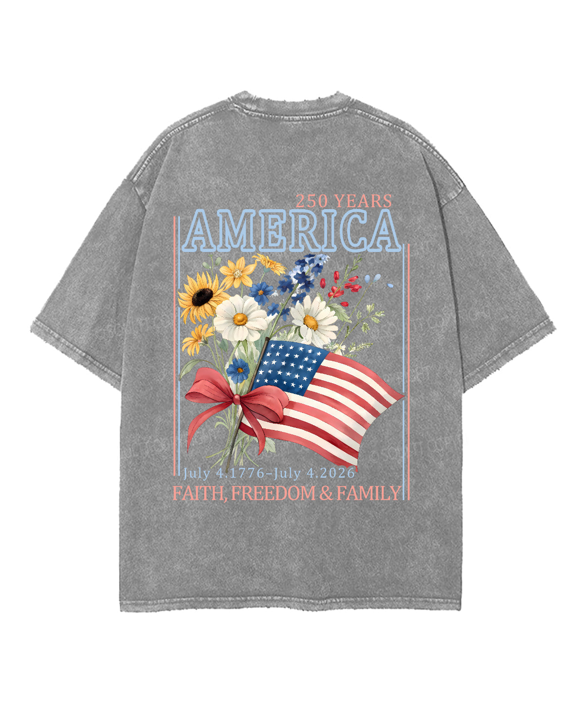 250 Years America Anniversary Double Sided Unisex Washed Christian T-shirt