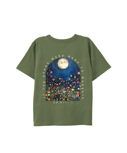 Kids If The Stars Were Made To Worship Double Sided Cotton Christian T-shirt
