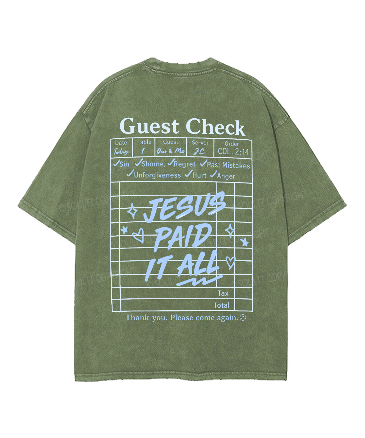 Jesus Paid It All Double Sided Unisex Washed Christian T-shirt