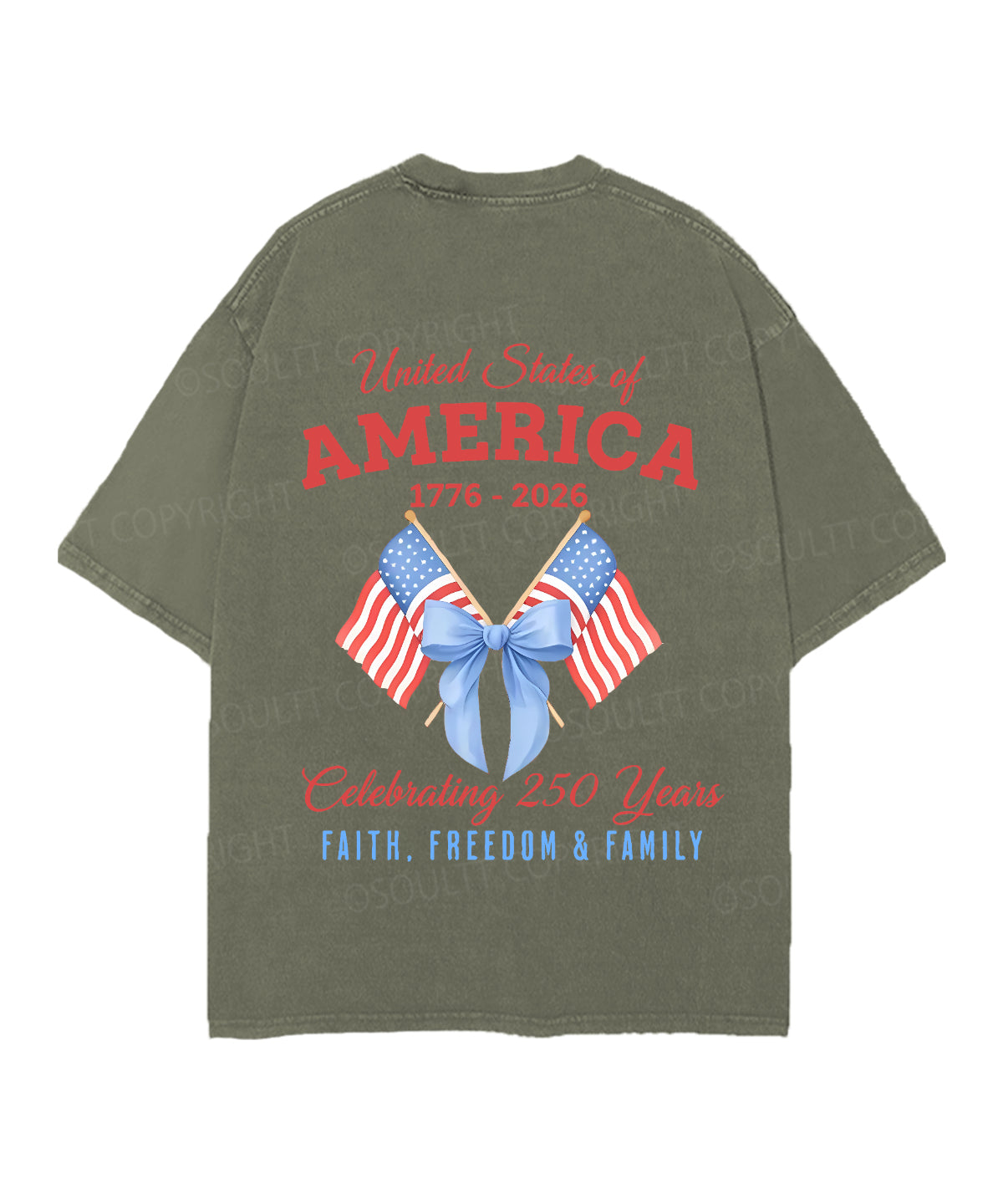 250 Years America Anniversary Double Sided Unisex Christian Washed T-Shirt & Shorts