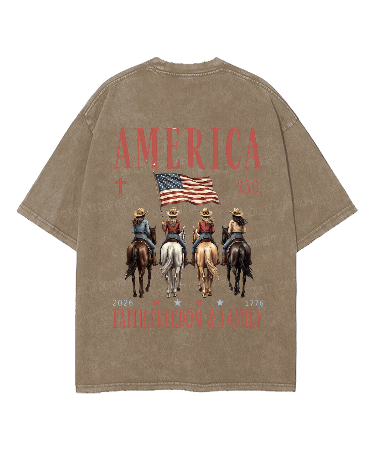 250 Years America Anniversary Double Sided Unisex Washed Christian T-shirt