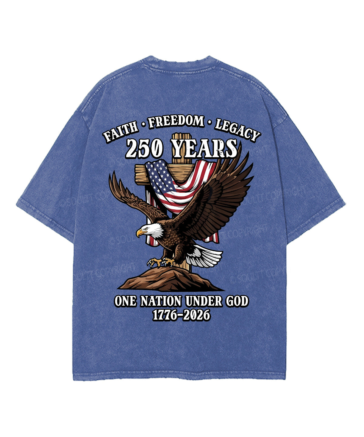 250 Years America Anniversary Double Sided Unisex Washed Christian T-shirt