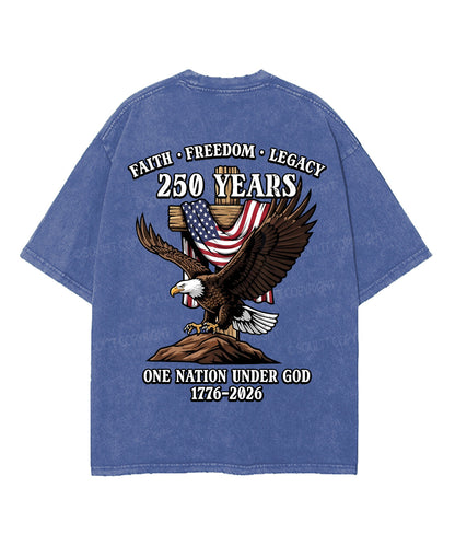 250 Years America Anniversary Double Sided Unisex Washed Christian T-shirt