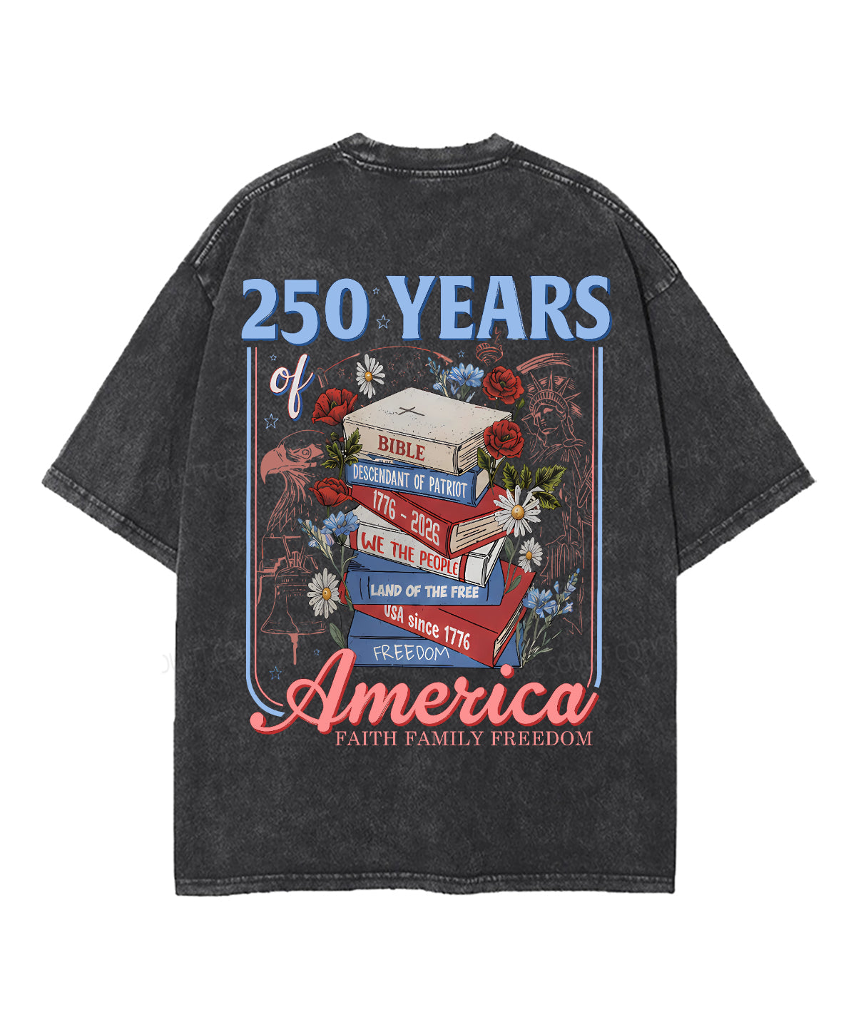 250 Years Of America Double Sided Unisex Washed Christian T-shirt
