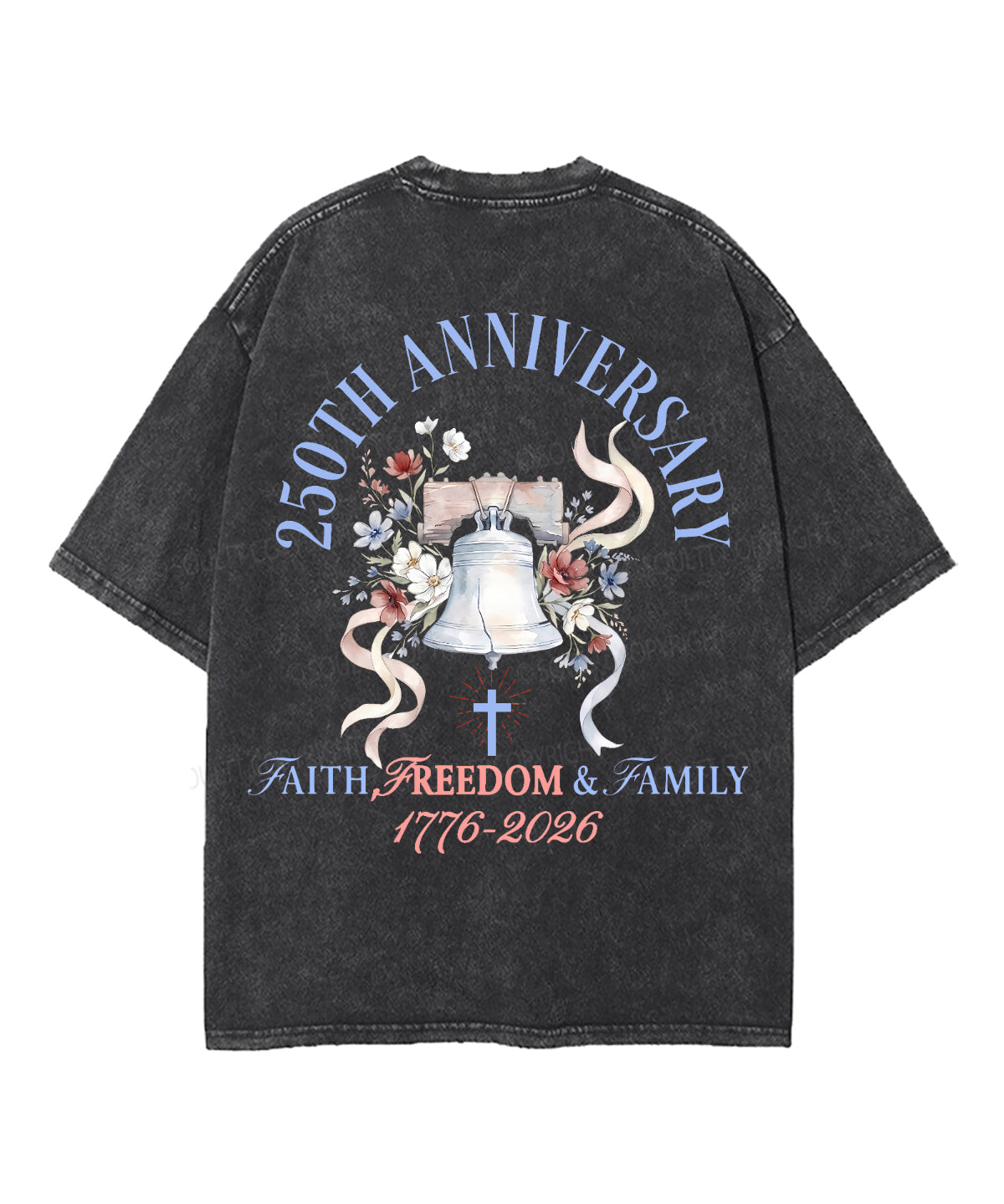 250 Years America Anniversary Double Sided Unisex Washed Christian T-shirt
