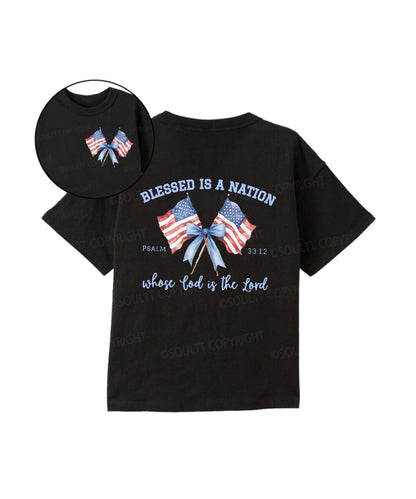Kids Blessed Is A Nation Whose god Is The Lord Cotton Christian T-shirt