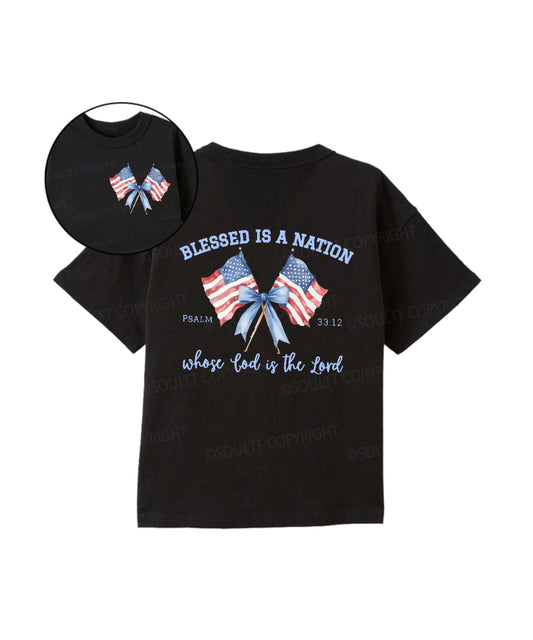 Kids Blessed Is A Nation Whose god Is The Lord Cotton Christian T-shirt