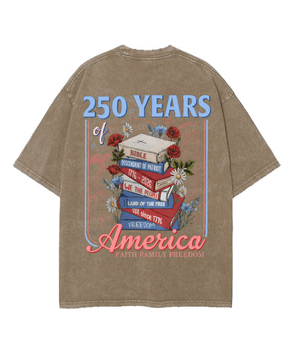250 Years Of America Double Sided Unisex Washed Christian T-shirt