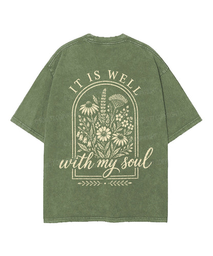 It Is Well With My Soul Double Sided Unisex Washed Christian T-shirt