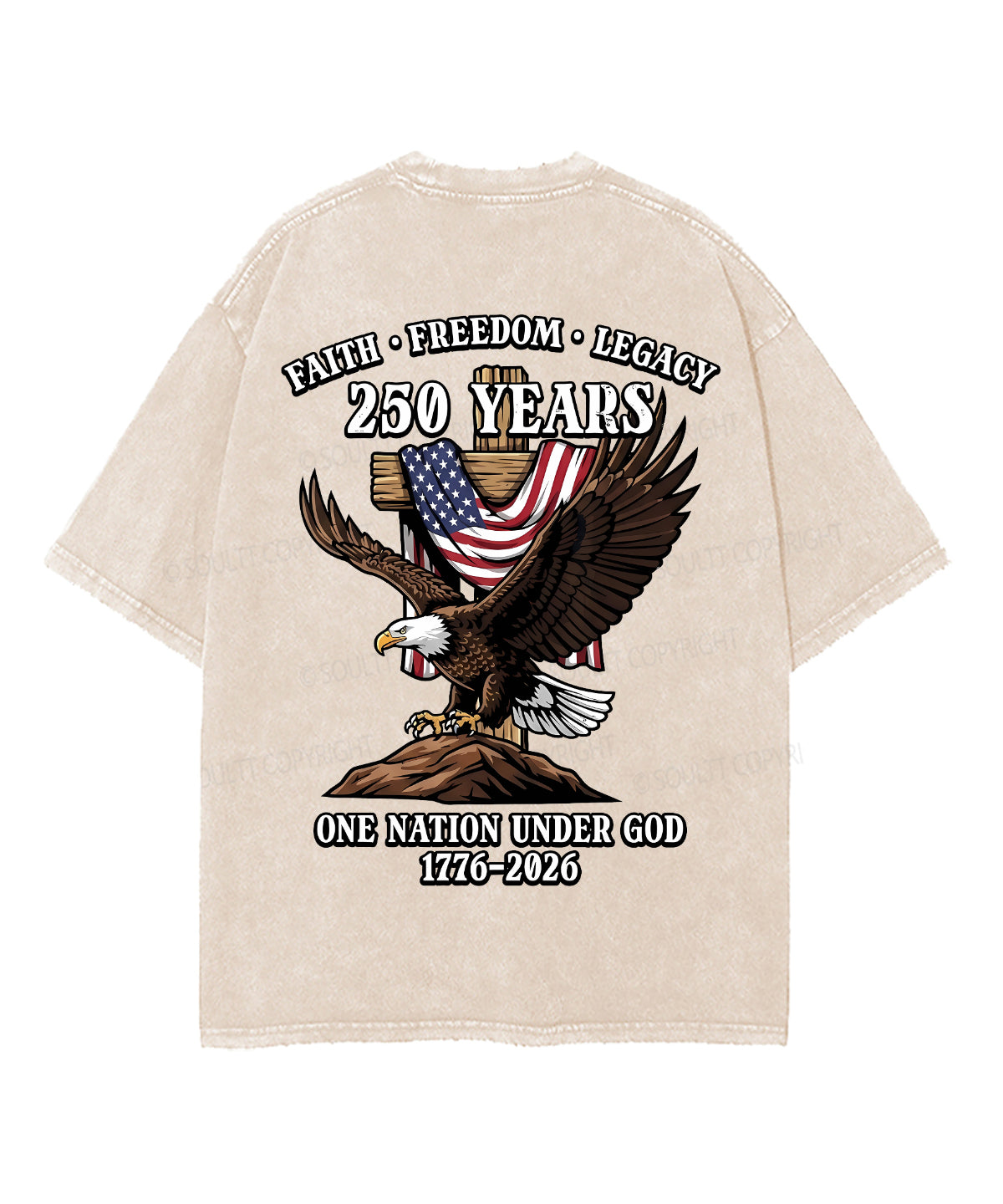 250 Years America Anniversary Double Sided Unisex Washed Christian T-shirt
