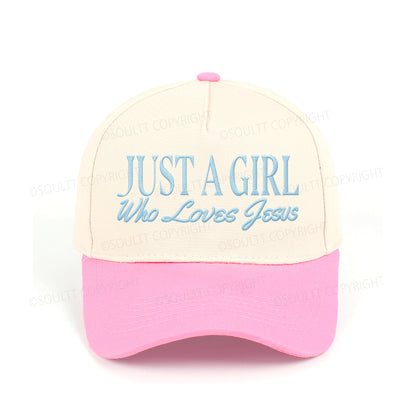 Just A Girl Who Loves Jesus Embroidered Christian Trucker Hat