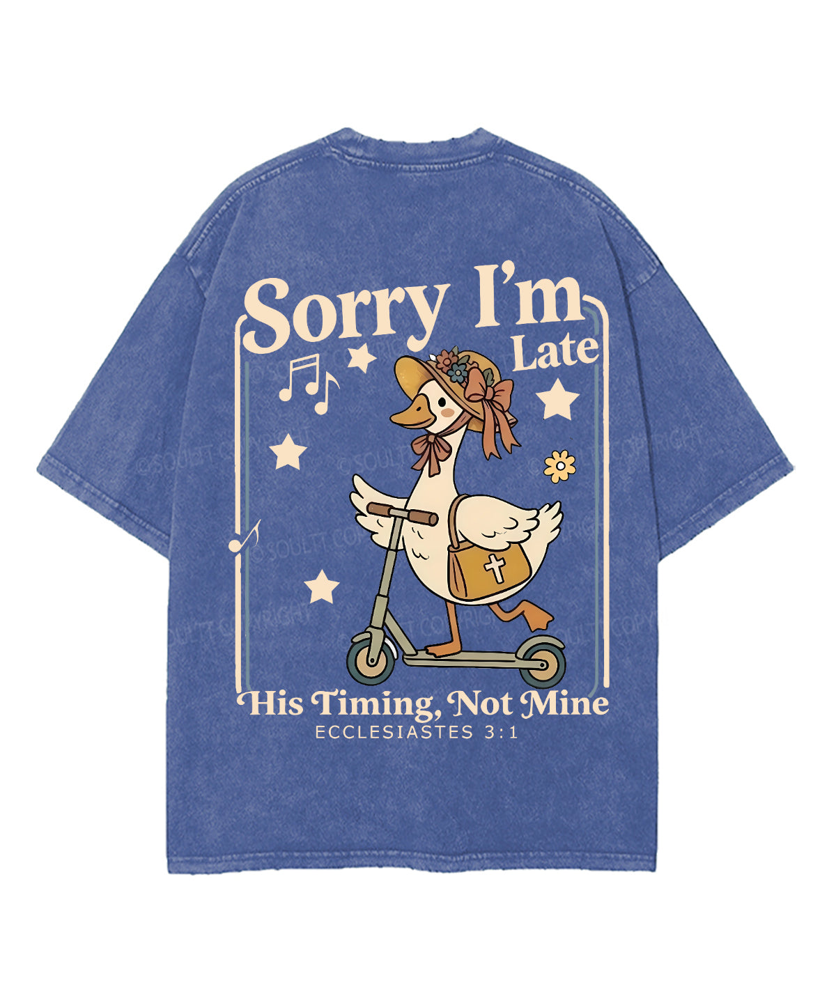 Sorry I’m Late, His Timing Not Mine Double Sided Unisex Washed Christian T-shirt