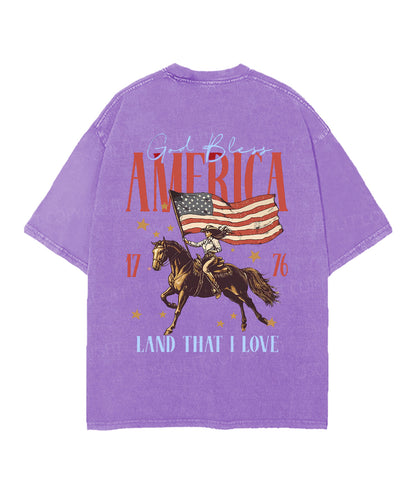 God Bless America Double Sided Unisex Christian Washed T-Shirt & Shorts