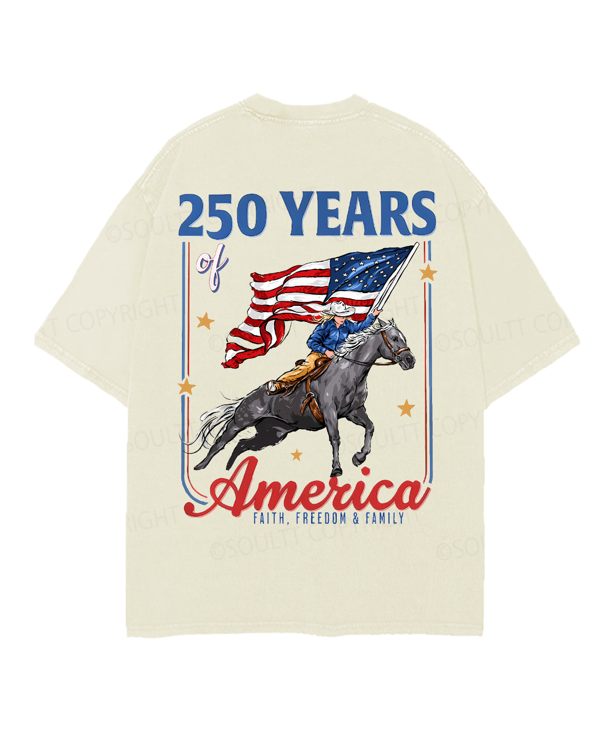 250 Years America Anniversary Double Sided Unisex Christian Washed T-Shirt & Shorts