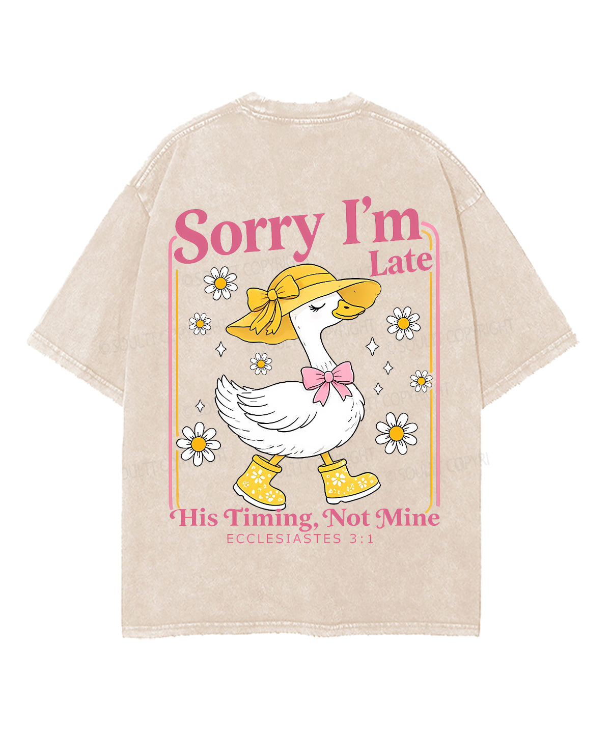 Sorry I’m Late, His Timing Not Mine Double Sided Unisex Washed Christian T-shirt