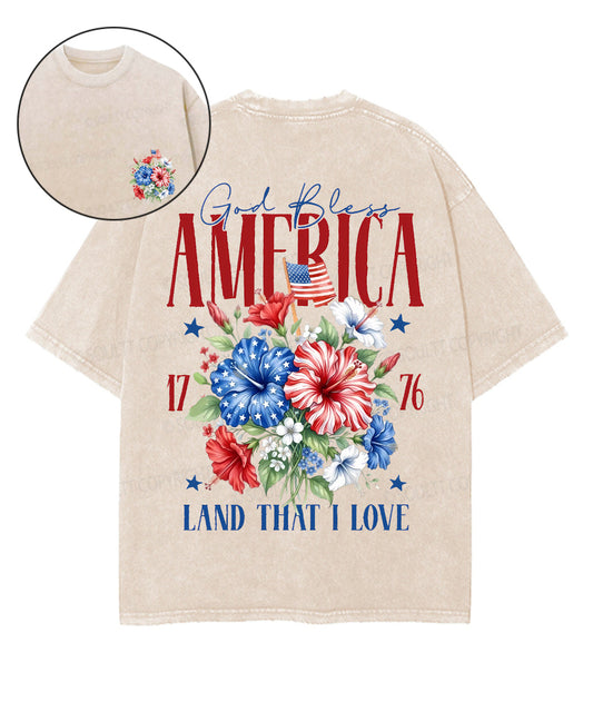 God Bless America Double Sided Unisex Washed Christian T-shirt