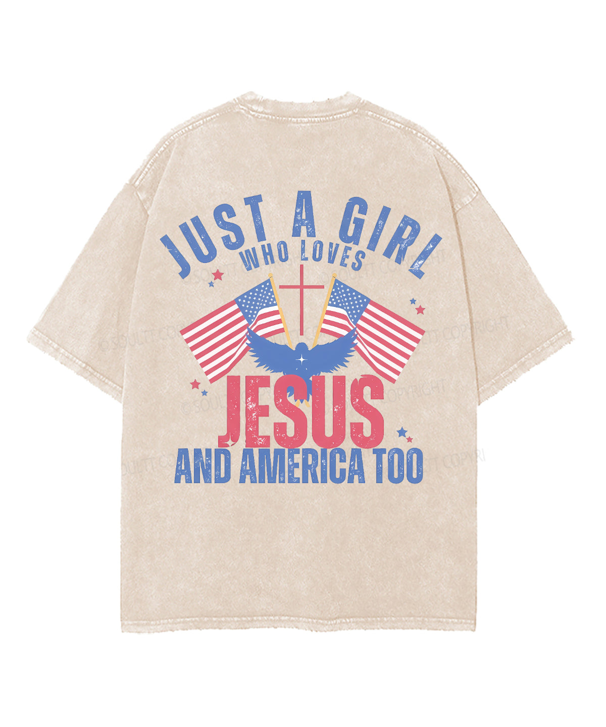 Just A Girl Who Loves Jesus And America Too Double Sided Unisex Washed Christian T-shirt