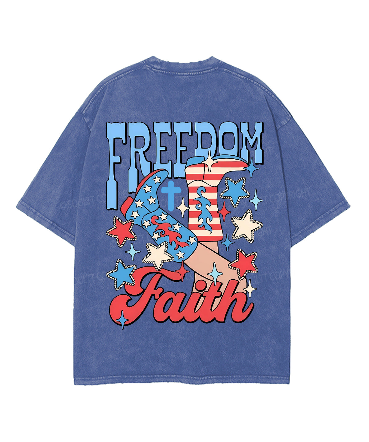 Freedom & Faith Double Sided Unisex Washed Christian T-shirt