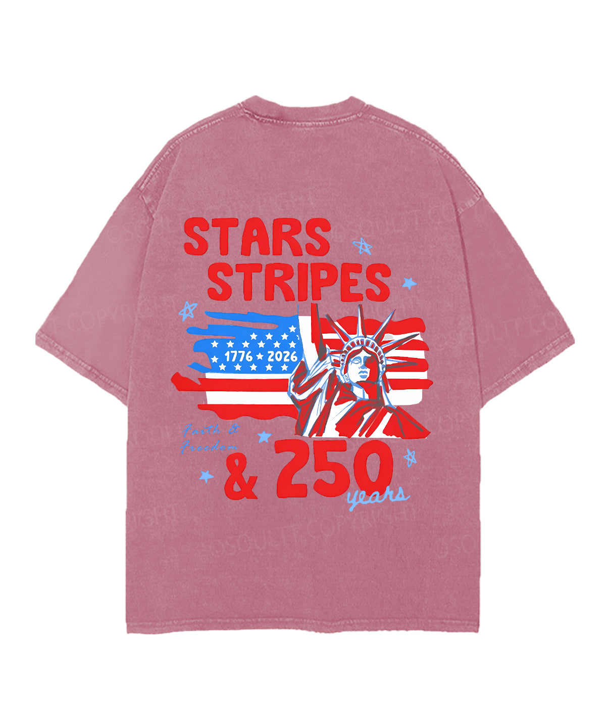 250 Years America Anniversary Double Sided Unisex Christian Washed T-Shirt & Shorts