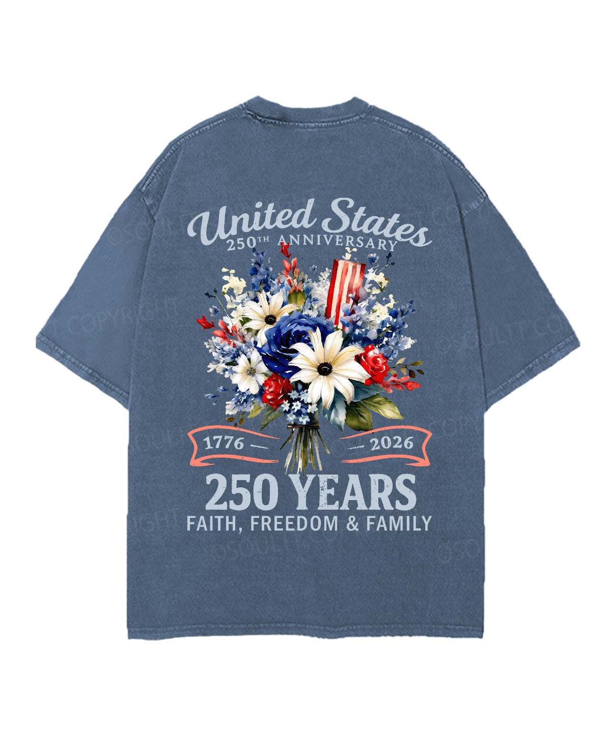 250 Years America Anniversary Double Sided Unisex Christian Washed T-Shirt & Shorts