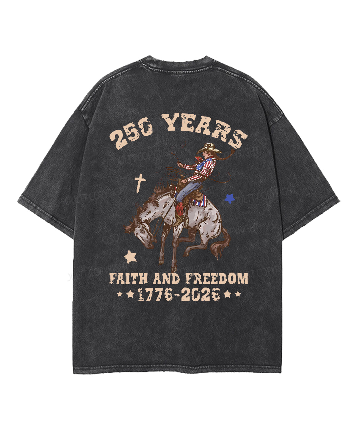 250 Years America Anniversary Double Sided Unisex Washed Christian T-shirt