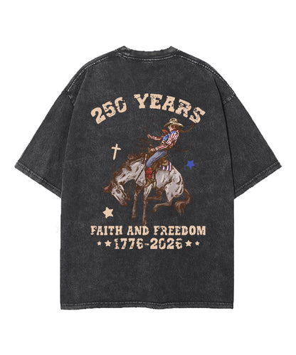 250 Years America Anniversary Double Sided Unisex Washed Christian T-shirt