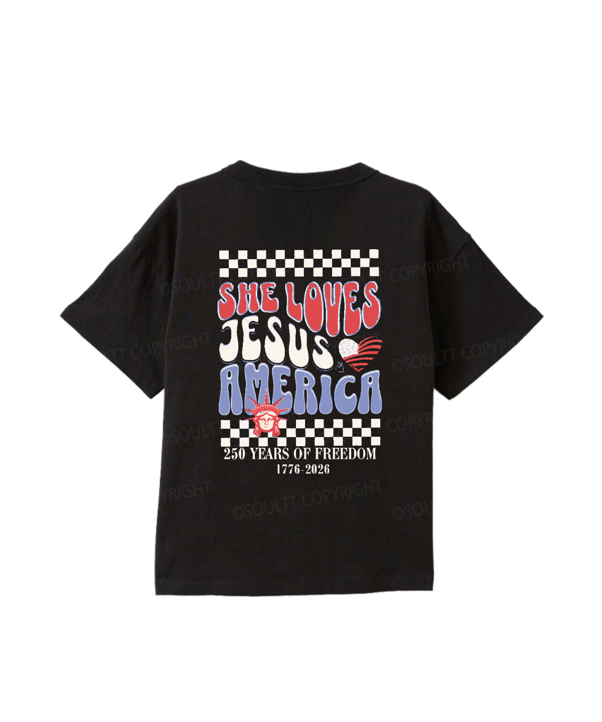 Kids She Loves Jesus And America Double Sided Cotton Christian T-shirt