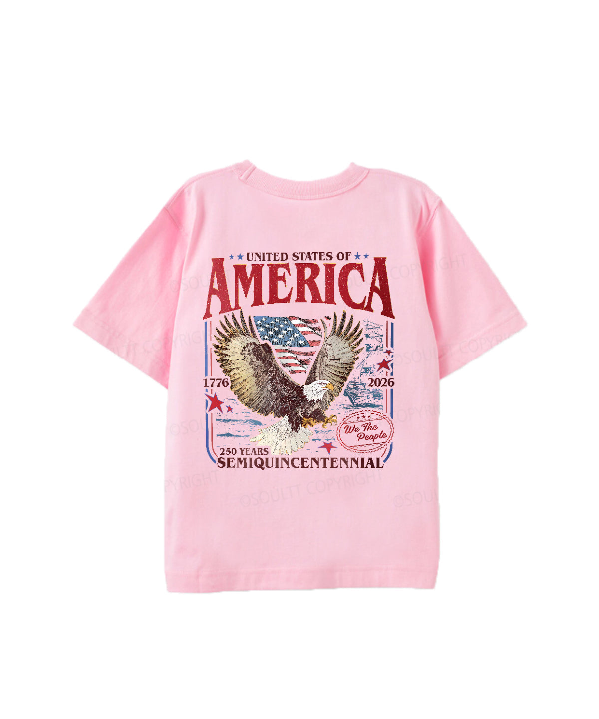 Kids 250 Years America Anniversary Double Sided Cotton Christian T-shirt