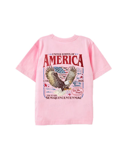 Kids 250 Years America Anniversary Double Sided Cotton Christian T-shirt