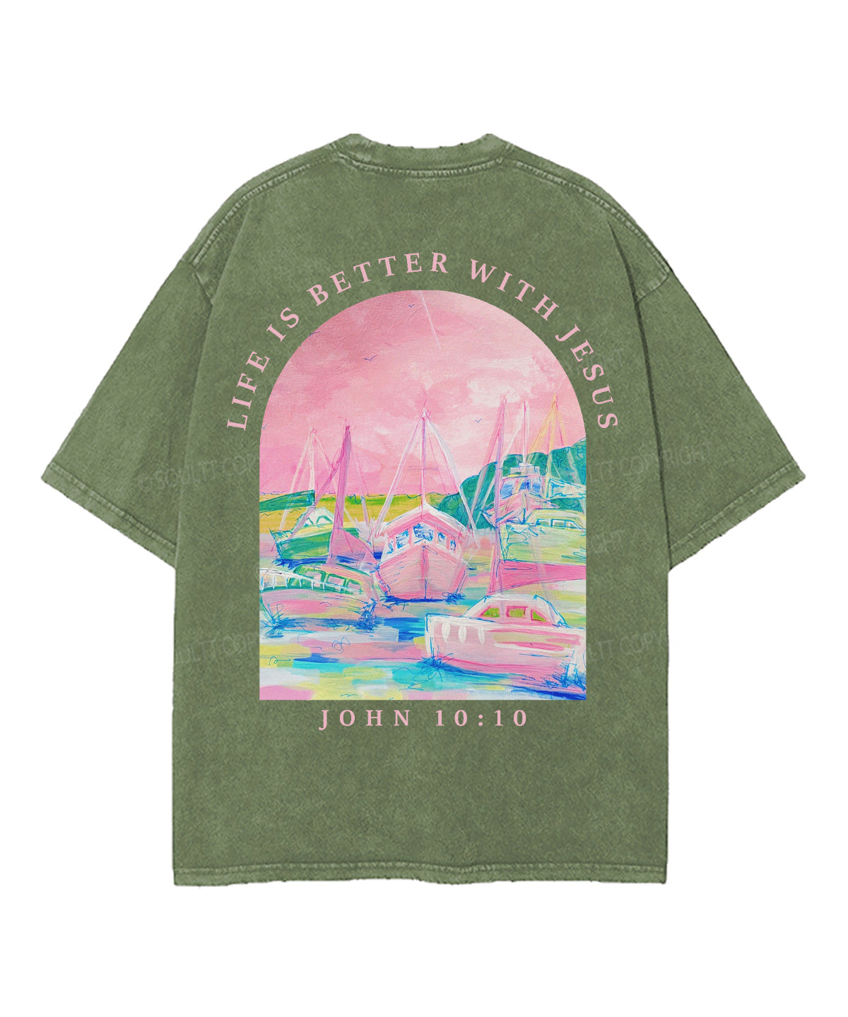 Life Is Better With Jesus Double Sided Unisex Washed Christian T-shirt