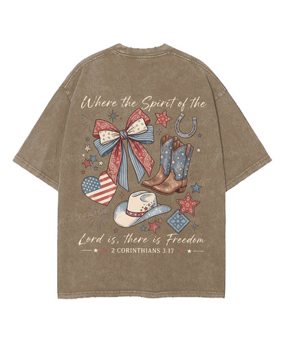 There Is Freedom Double Sided Unisex Washed Christian T-shirt
