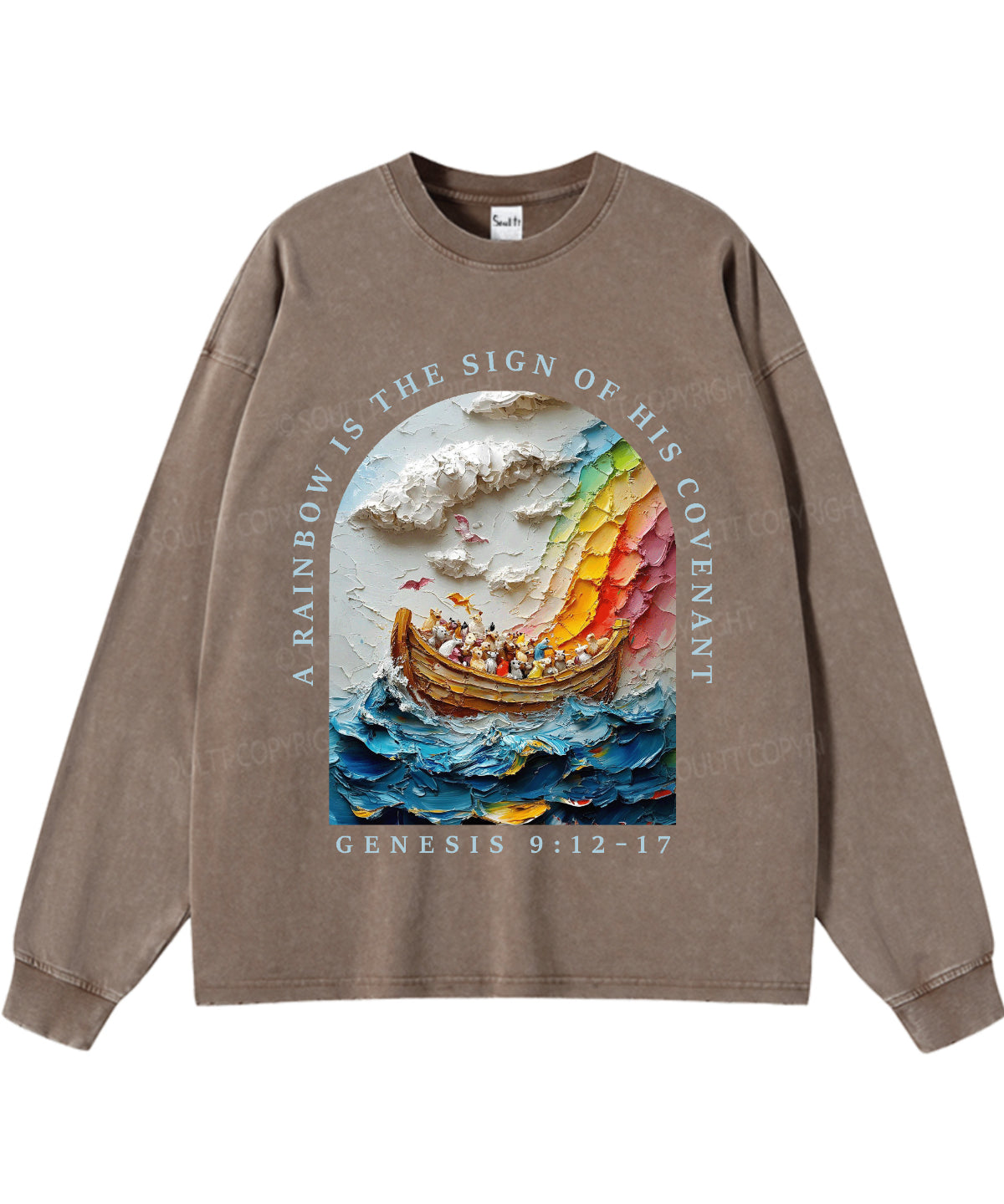 A Rainbow Is The Sign Washed Christian Long-sleeve T-shirt