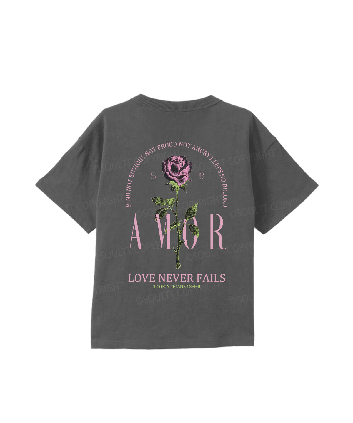 Kids Love Never Fails Double Sided Cotton Christian T-shirt