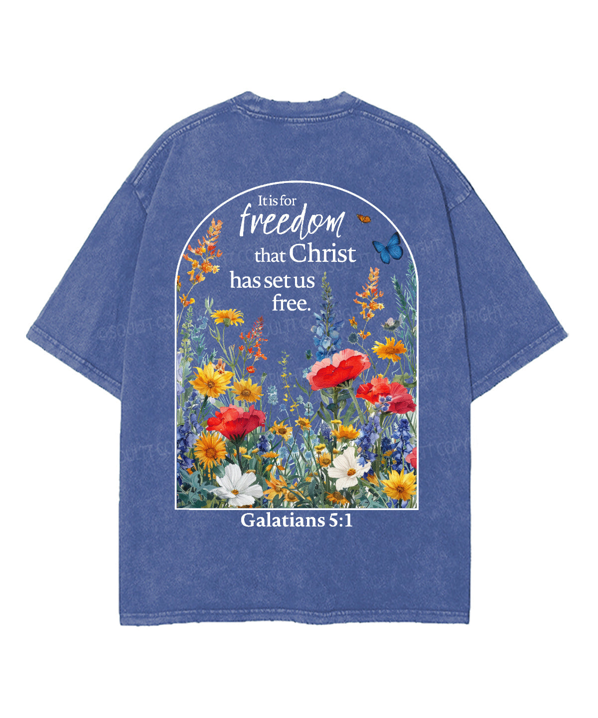 Christ Has Set Us Free Double Sided Unisex Washed Christian T-shirt