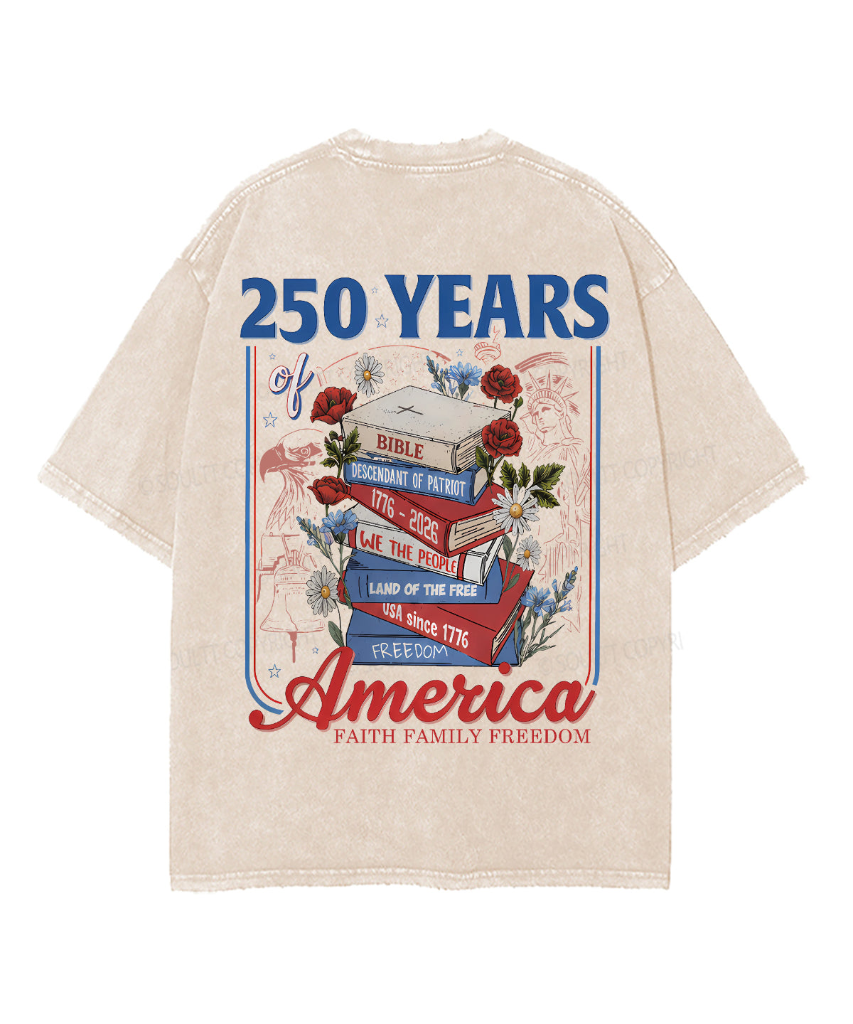 250 Years Of America Double Sided Unisex Washed Christian T-shirt