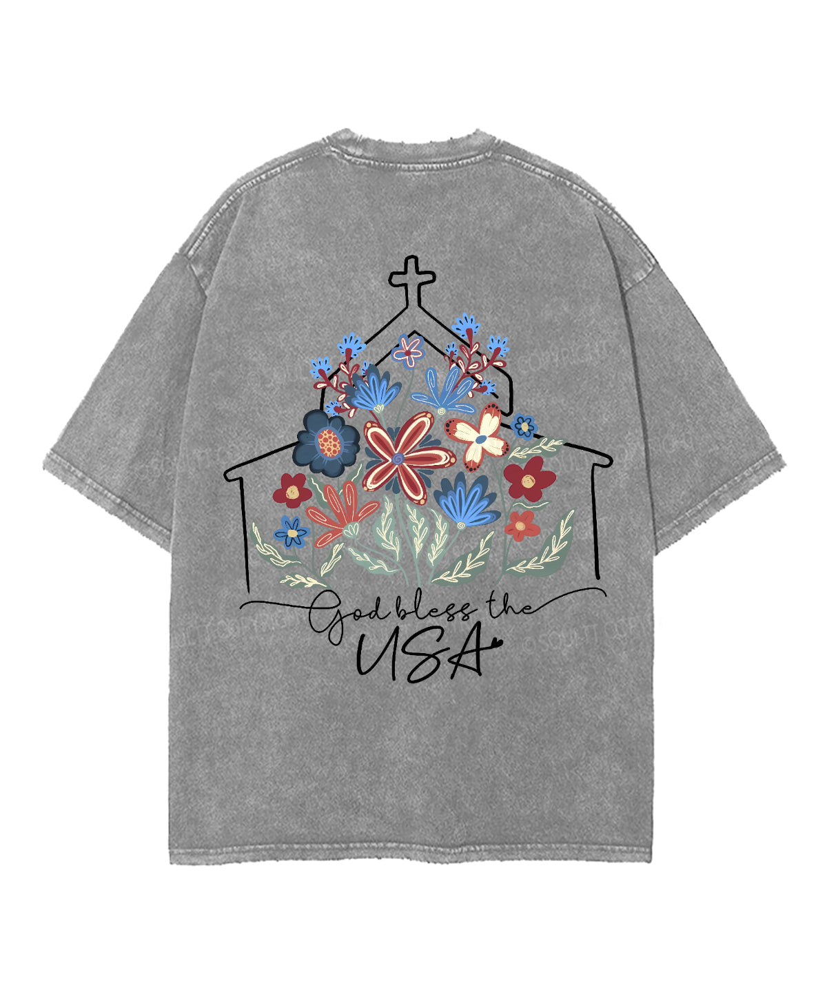 God Bless The USA Double Sided Unisex Washed Christian T-shirt