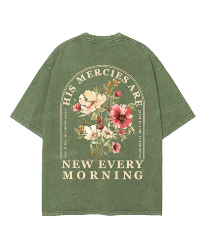 His Mercies Are New Every Morning Double Sided Unisex Washed Christian T-shirt