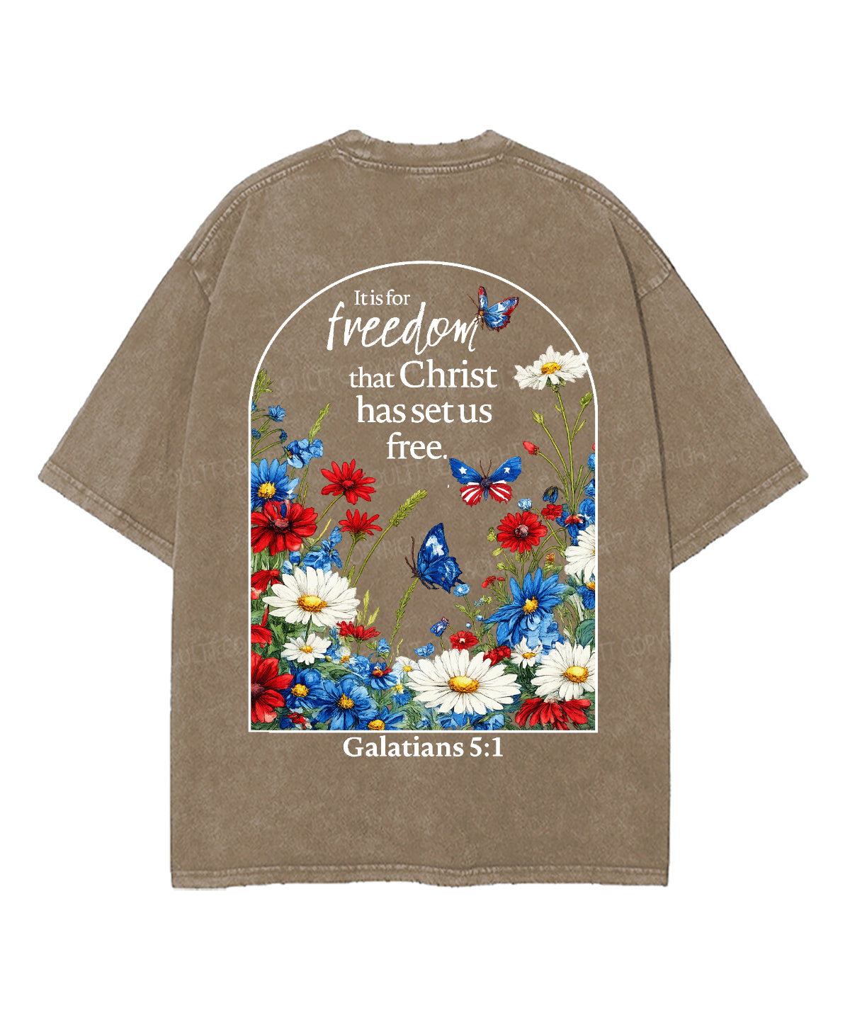 Christ Has Set Us Free Double Sided Unisex Washed Christian T-shirt