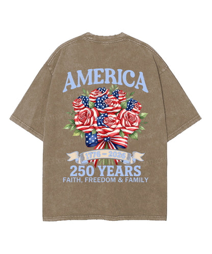 250 Years America Anniversary Double Sided Unisex Washed Christian T-shirt