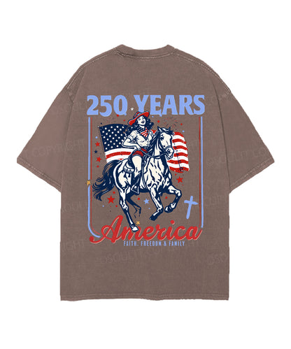 250 Years America Anniversary Double Sided Unisex Christian Washed T-Shirt & Shorts