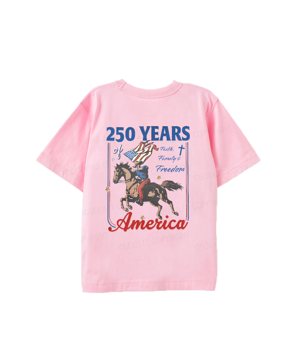 Kids 250 Years America Anniversary Double Sided Cotton Christian T-shirt