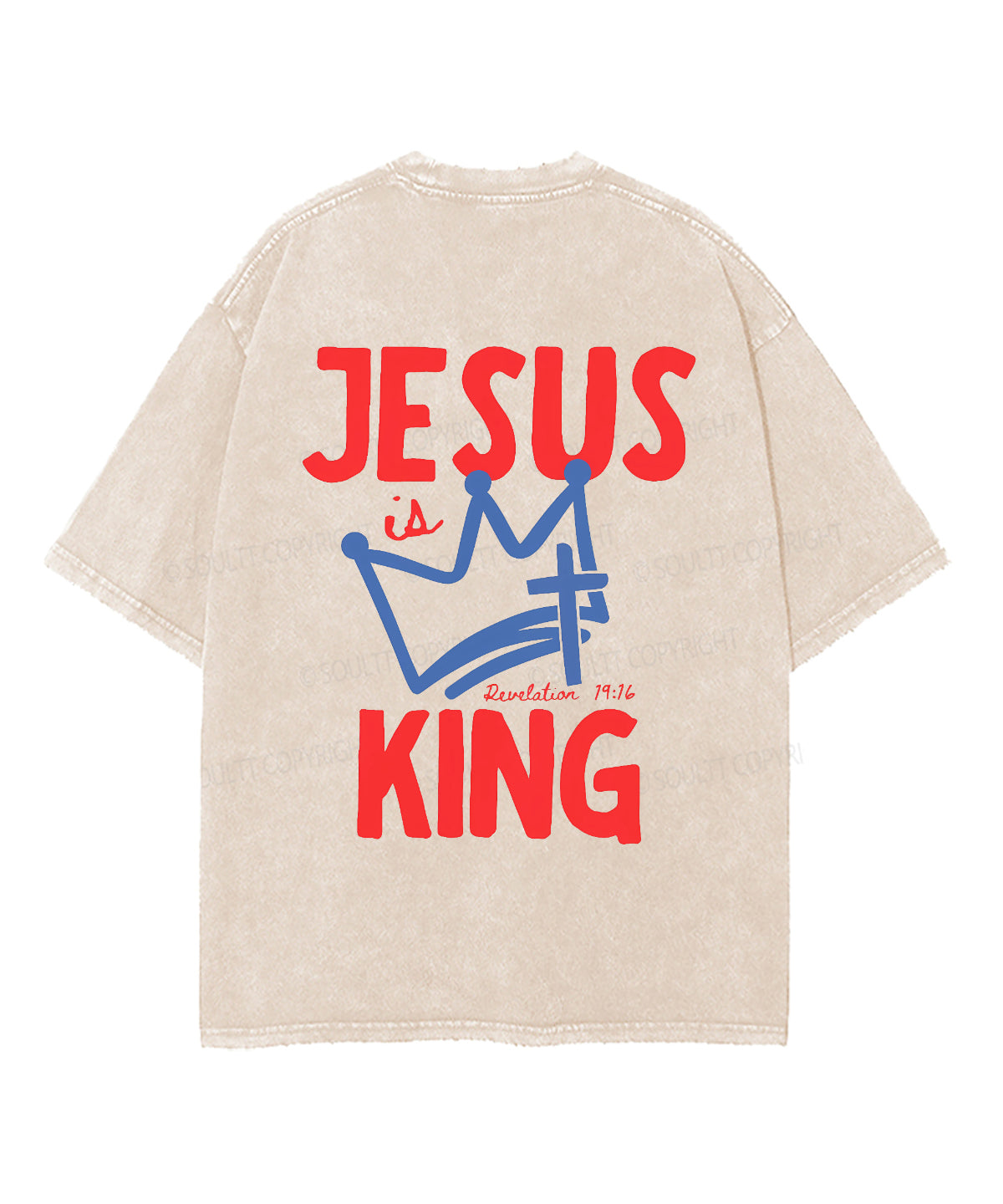 Jesus Is King Double Sided Unisex Washed Christian T-shirt
