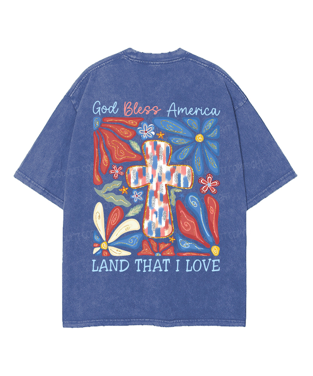 God Bless America Double Sided Unisex Washed Christian T-shirt