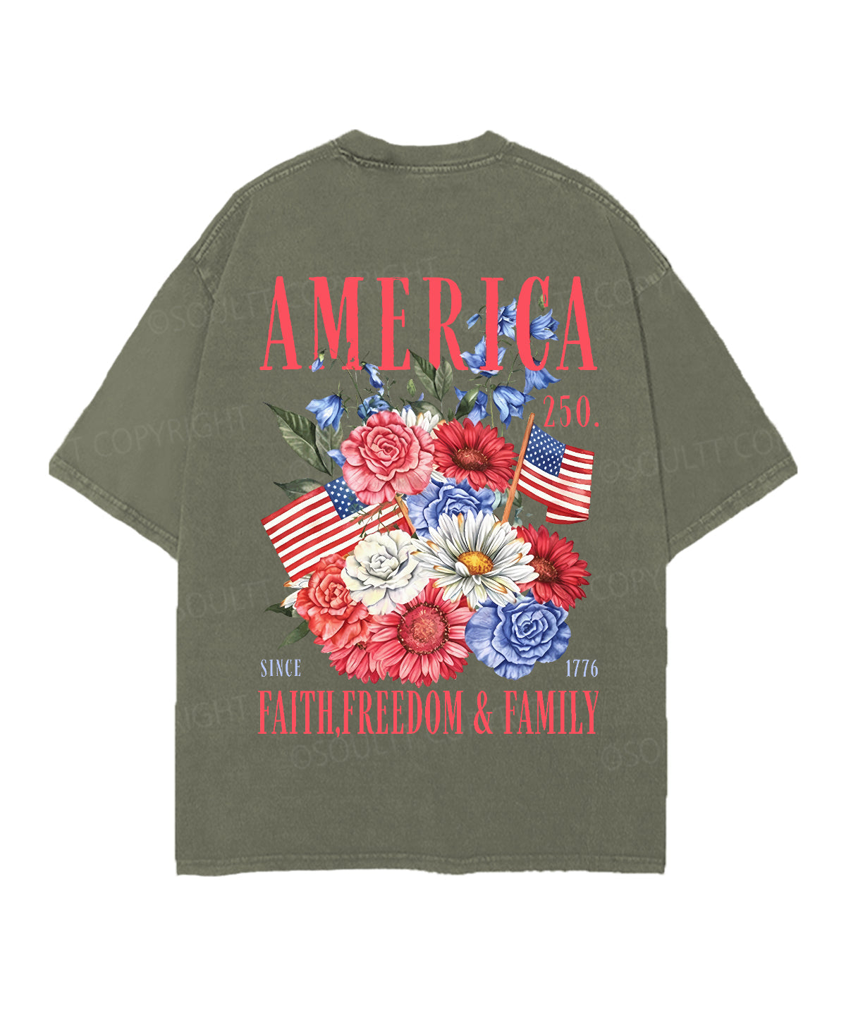 250 Years America Anniversary Double Sided Unisex Christian Washed T-Shirt & Shorts