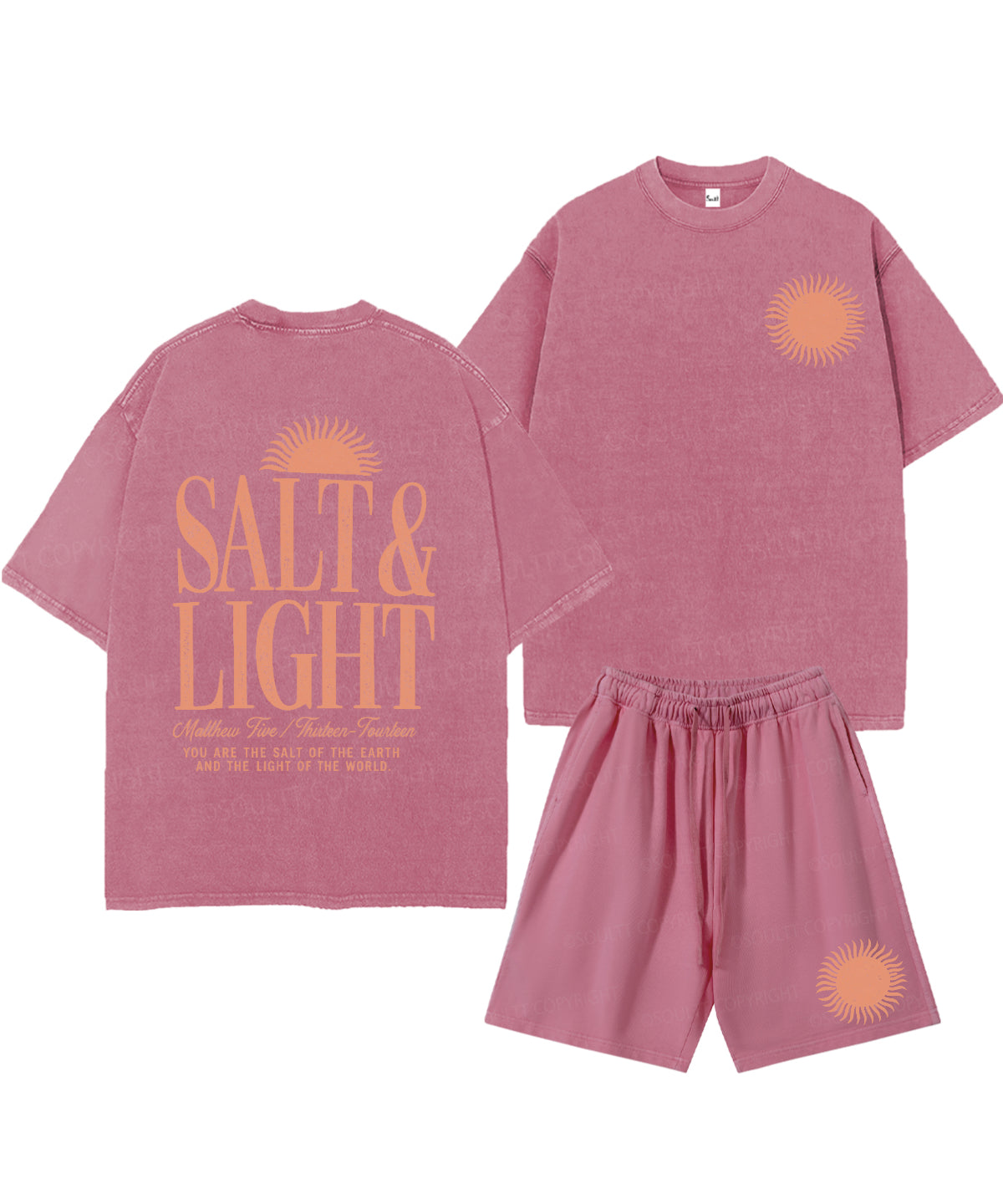 Salt & Light Double Sided Unisex Christian Washed T-Shirt & Shorts