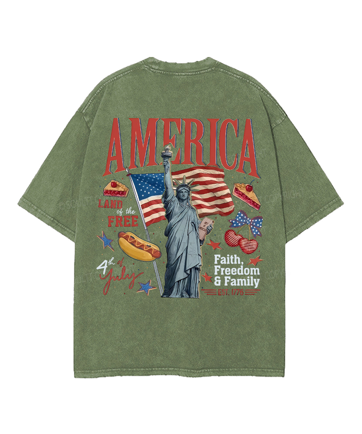 4th of July Double Sided Unisex Washed Christian T-shirt